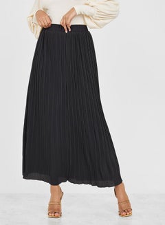 Buy Elastic Waist Pleated A-Line Maxi Skirt in Saudi Arabia