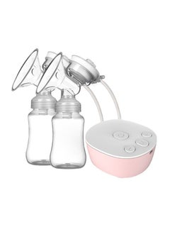 اشتري Electric Double Breast Pump Kit with 2 Milk Bottles USB Powerful Breast Massager Baby Breastfeeding Milk Extractor Pink في السعودية