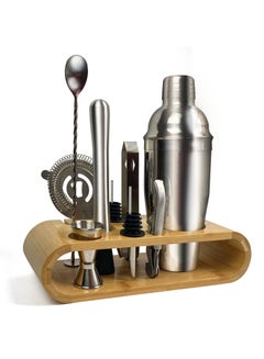 Buy 11-Piece Bar Tool Set with Stylish Bamboo Stand-Perfect Home Bartending Kit and Martini Cocktail Shaker Set For an Awesome Drink Mixing Experience in UAE
