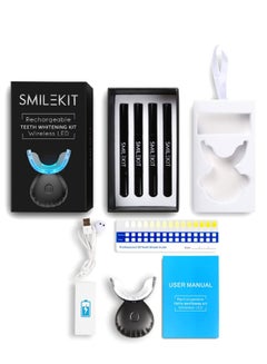 Buy Teeth Whitening Kit,Teeth Whitening Gel with LED Accelerator Light and Tray Teeth Whitener Helps to Remove Stains from Coffee Soda Food Black Rechargeable in UAE