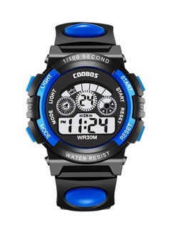 Buy Kids Water Resistant Rubber Digital Watch Black/Blue in Saudi Arabia