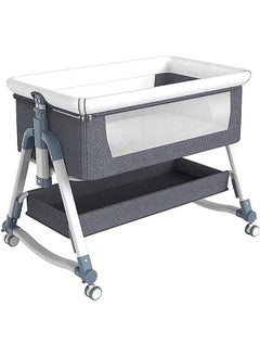 Buy Baby Folding Crib Portable Cosleeping Bed With Adjustable Bedside And Sleeper  (Grey) in Saudi Arabia