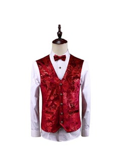 اشتري Mens Plus Size Suit Vest Casual Gold Print WaistcoatM75 Red Gold M75 Red Gold في الامارات