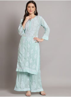 اشتري Hand Embroidered Chikan Modal Straight Kurta Palazzos AL3668 في الامارات