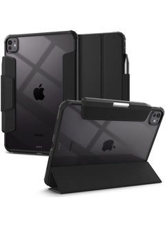 Buy Ultra Hybrid Pro for iPad Pro 11 inch Case Cover (2024) M4 with Clear Transparent Back and Pencil Holder - Black in UAE