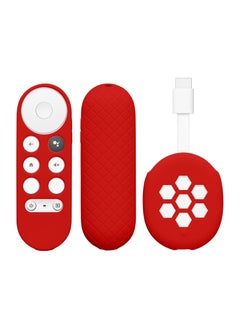 اشتري Remote Cover Set, Compatible with Google Chromecast 2020 4K (not for New-Generation) Remote and Device Case 2 Piece Set, for 2020 Chromecast Voice Remote, Shockproof Washable Cover (Red) في السعودية