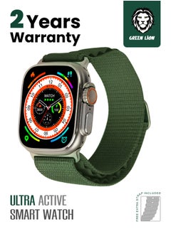 اشتري Ultra watch original 49mm smart watch active series with extra strap and wireless charging/ alloy vacuum/ IP68 waterproof/ dustproof/ sleep monitoring/ heart rate/ ECG/ Workout/ Bluetooth call-Green في الامارات