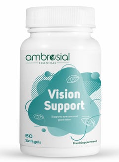 Buy Ambrosial Vision Support Lutein and Zeaxanthin Supplement | Eye Support Supplement with Vitamin A, Omega 3, Grape Seed, Green Tea & More | High Strength Eye Supplement | 60 Softgels in UAE