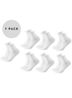 Buy Ankle Length Pure Cotton Plain Solid White Colour Formal Socks for Men and Boys - Pack of 7 Pairs, Free Size in UAE