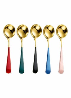 اشتري 5 pcs Coffee Teaspoons Dessert Spoon Tea Ice Cream Spoons Stirring Spoons Kitchen Utensil for Stirring Mixing Dessert Ice Cream Spoon في السعودية