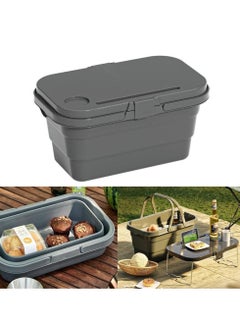 Buy Folding Outdoor Picnic Storage Basket Bag with Lid Tray Table, Collapsible Tube with Handle, Foldable Basin Bucket, Washing Up Bowl, Car Trunk Organizer for Camping, 15L in Saudi Arabia