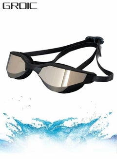 اشتري Swim Goggles for Adult, Waterproof Anti-Fog Silver-Plated Professional Training Competition Swimming Goggles, Adjustable Leak-Proof Goggles for Swimming في الامارات