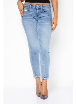 Buy Women Regular Fit Stretch Washed Denim Jeans, Blue in UAE