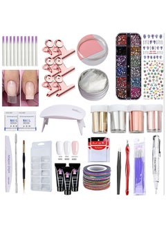 Buy 42Pcs Nail Extension Set UV Lamp Building Glue Fiberglass Molds Rhinestones Decoration Manicure Builder Kit in UAE