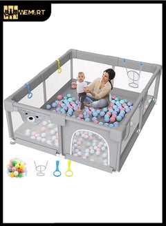 Buy Baby Playpen, 200 * 180cm Playpen for Toddlers, with Door and Suction Cup, Baby Safe Activity Center, Large Playpen, Baby Bumper Foam Playpen with Breathable Mesh, Safe Playpen for Toddlers in Saudi Arabia