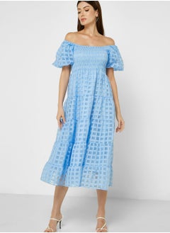 Buy Off Shoulder Puff Sleeve Dress in UAE