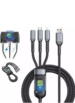 Buy Multi Charger Cable, 3 in 1 Multiple USB Cable 1.2M Fast Charging Cord Nylon Braided Micro USB 100W Type C Lighting Cable Connector for Samsung Galaxy, Huawei, OnePlus, Kindle, LG, Android and More in UAE