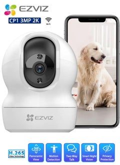 Buy EZVIER CP1 Camera High quality surveillance experience with full surrounding view Advanced night vision up to 10 meters for clear images in the dark 3MP resolution in Saudi Arabia