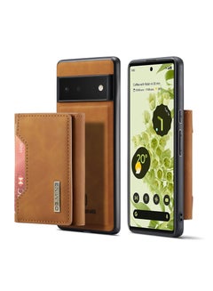 Buy Wallet Case for Google Pixel 6 Pro, DG.MING Premium Leather Phone Case Back Cover Magnetic Detachable with Trifold Wallet Card Holder Pocket (Brown) in UAE