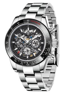 Buy Men's Skeleton Automatic Watches Mechanical Stainless Steel Waterproof Wrist Watch with Sapphire Glass in UAE