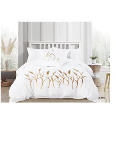 Buy 6 Pieces set King Size Embroidery Warm Cotton Comforter Set with Thickened Fiber Filling, Duvet(220*240 cm) fitted bedsheet(200x200*30cm) in UAE