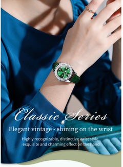 Buy Watches for Women Quartz Leather Water Resistant Analog Watch 34mm Green 9945 in UAE