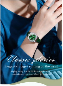 Buy Watches for Women Quartz Leather Water Resistant Analog Watch 34mm Green 9945 in UAE