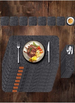 Buy 24 Pcs Felt Placemats for Dining Table Non-Slip and Heat-Resistant Dark Gray in UAE