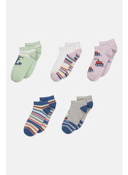 اشتري Kid Boy 5 Pairs Ankle Socks, Sage Blue/White Combo في الامارات