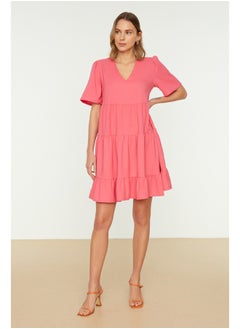 Buy Fuchsia Wide Cut Mini Woven Dress TWOSS20EL0400 in Egypt