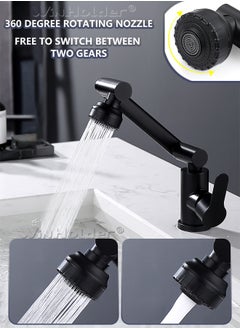 Buy Faucet For Kitchen And Bathroom With 360° Rotating Water Outlet 2 Effluent Ways Of Water, Vintage Single Handle Kitchen Sink Faucet High Arc Kitchen Faucet Classic Style Fashion-forward Built To Last in Saudi Arabia