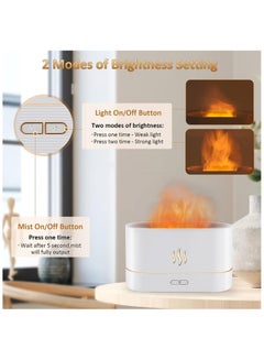 Buy Essential Oil Diffuser with Flame Night Light 180ml USB Ultrasonic Diffuser for Home Office Automatic Closing Drawer (White) in Egypt