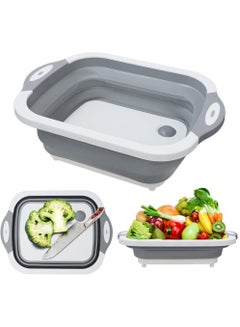Buy Foldable Multifunctional Cutting Board, Foldable Dish Basin Cutting Board Colander, Vegetable and Fruit Washing and Draining Sink Storage Basket, Space Saving for Kitchen Home (Grey) in Saudi Arabia
