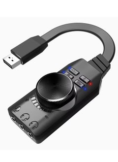 Buy Plextone GS3 Mark II Virtual 7.1 Channel USB Sound Card Adapter Microphone and Stereo Sound Card Converter with Dual 3.5mm Headphone Jack, Including PUBG and League of Legends Sound Effects in Saudi Arabia