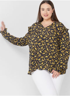 Buy Printed Puff Sleeve Top in Saudi Arabia