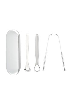 Buy Tongue Scraper Tongue, Cleaner Stainless Steel Tongue Scrapers with Travel Case for Oral Cleaning, Professional Tongue Cleaners for Fresher Breath (3 Shapes Tongue Scrapers) 3 Pieces in UAE