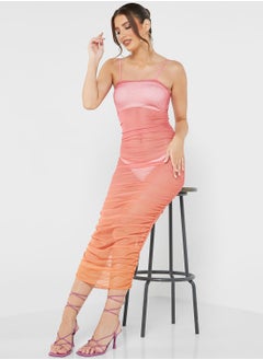 Buy Strappy Ruched Bodycon Dress in Saudi Arabia