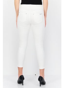 اشتري Women Regular Fit Plain Stretchable Denim Jeans, White في الامارات