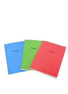 Buy Set Of 3 Pieces Of Double Lined A5 English Notebooks, 60 Sheets, 58 Grams, 22.5*16 CM, Suitable For Any Setting, From Office To School - Multi Colour in Egypt