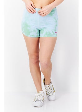 Buy Women Tie Dye Basic Shorts, Blue/Green in UAE