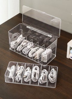 Buy Desk Drawer Accessories Organizers With Lid Electronic cables Organizer Box Transparent Charger Cable Organiser Storage Organizer Cable Management Tidy With 15 Cable Ties in UAE