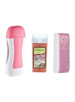 Buy Depilatory Wax Melting Machine And Paper Set White/Pink in UAE