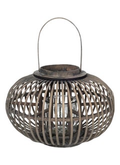 Buy Round Bamboo Rattan Lantern, Grey - 22 cm in UAE