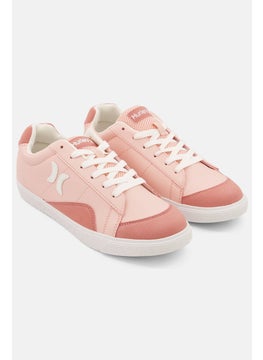 Buy Women Medium Colorblock Lace Up Casual Shoes, Dark Pink/White in Saudi Arabia