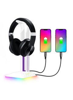 Buy RGB Desktop Gaming Headset Stand with 2 USB Ports White in Saudi Arabia