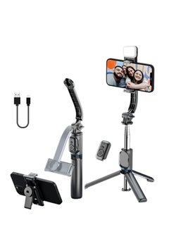 اشتري Tycom selfie stick gimbal stabilizer with light removable clip can be used as a Phone stand tiktok vlog youtube live Video record(C01s Black) في الامارات