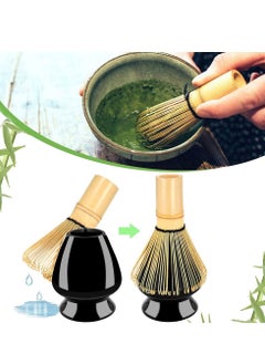 Buy 2-Piece Bamboo Matcha Tea Whisk Set Black/Beige in UAE