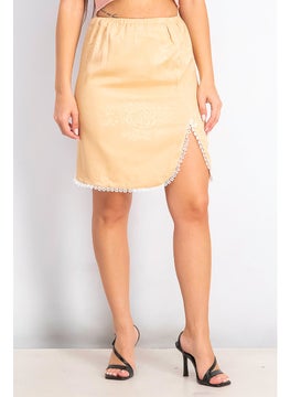 Buy Women Textured Mini Skirt, Nude in Saudi Arabia