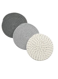 اشتري Potholders Set placemats Trivets Set for Hot Pots and Pans Multi-use Hot Mats Non-Slip Stylish Coasters Pure Cotton Thread Weave Hot Pot Holders, Hot Mat, Kitchen Trivet, Countertop, 7 inch في السعودية