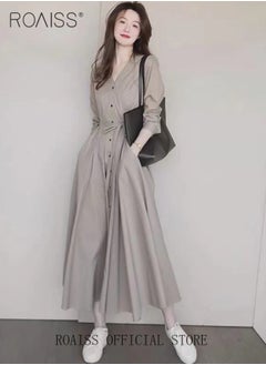 Buy Women's Shirt Dress with Buttons Simple Solid Half Sleeve Midi Dress Women's Dresses Irregular HemSolid Color Summer Dress Solid Color Long Skirt Temperament Retro Gentle Casual Skirt in UAE